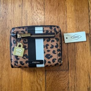 Fossil RFID Logan Animal Print Wallet NEW